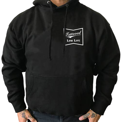 Black Tattooed Low Life Hoodie With Screen Prints
