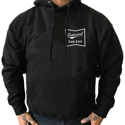 Black Tattooed Low Life Hoodie With Screen Prints