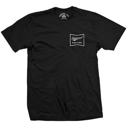 Black t-shirt with a logo on the chest