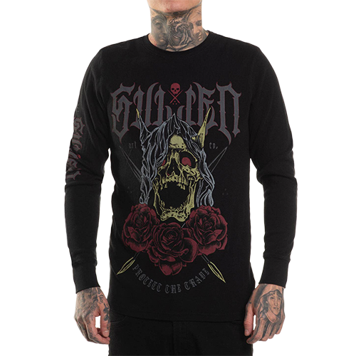 Unisex Tempest Thermal with horned skull and rose graphic