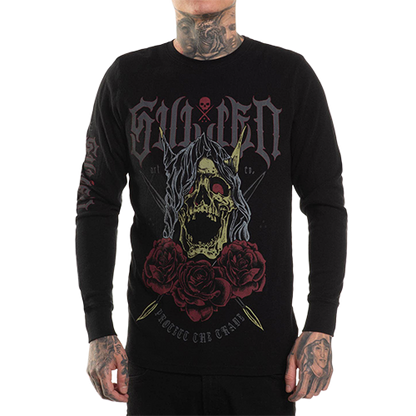 Unisex Tempest Thermal with horned skull and rose graphic