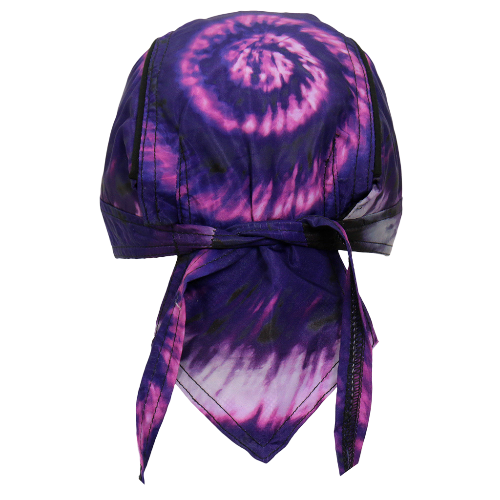 Tie Dye Motorcycle Skull Cap Headwrap Back View