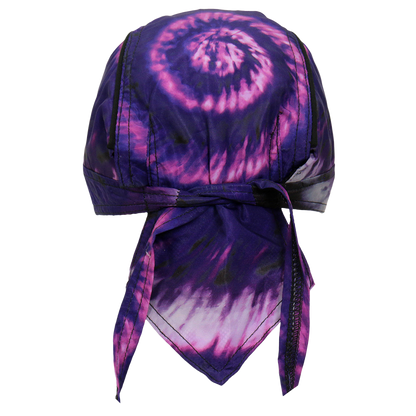 Tie Dye Motorcycle Skull Cap Headwrap Back View