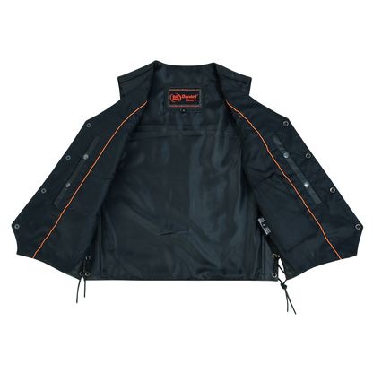 Milled Cowhide Biker Vest With Concealed Carry Holsters