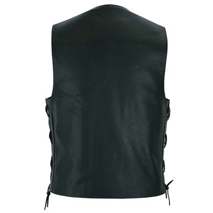 Classic 4 Snap Motorcycle Vest Single Panel Back