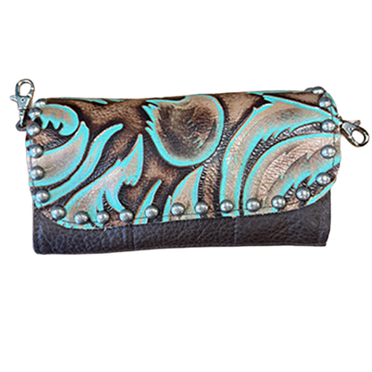 Leather Wallet Hip Bag With Stud Accents
