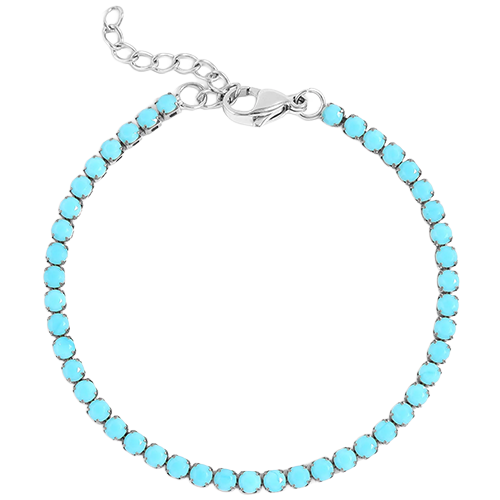 Turquoise Rhinestone Tennis Chain Bracelet with stainless steel setting