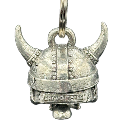 Pewter Viking Skull Bell With Veksø Helmet And Ruby Eyes