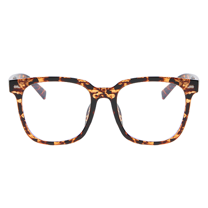 Whiskey Run tortoise square-frame glasses with clear lenses shown from the front