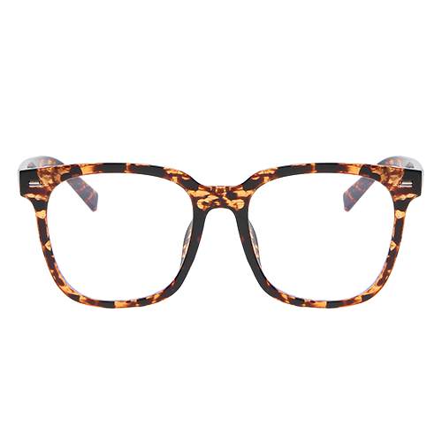 Whiskey Run tortoise square-frame glasses with clear lenses shown from the front
