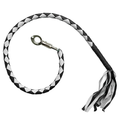 White & Black Leather Get Back Whip – Hand-Braided Genuine Leather