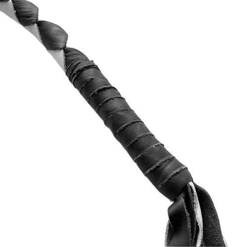 White & Black Leather Get Back Whip – Hand-Braided Genuine Leather