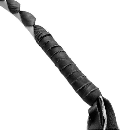 White & Black Leather Get Back Whip – Hand-Braided Genuine Leather