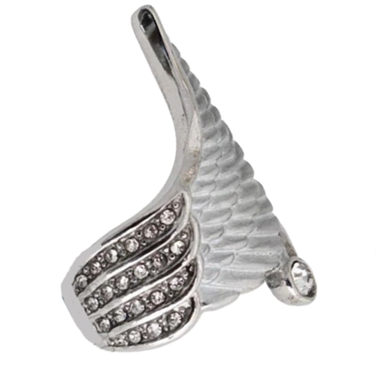 Silver wing shaped ring with crystal details