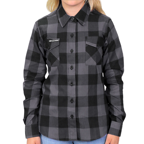 Womens Motorcycle Riding Flannel In Black And Gray