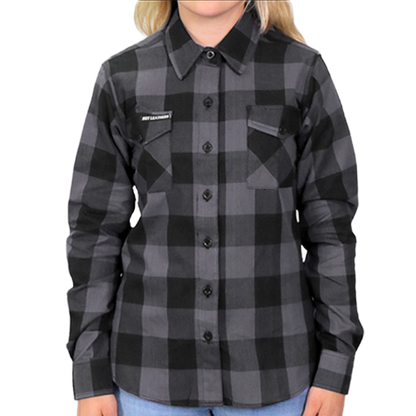 Womens Motorcycle Riding Flannel In Black And Gray
