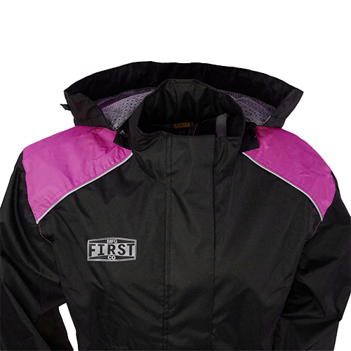 Women’s Motorcycle Rain Gear – Reflective Trim & Pink Accents