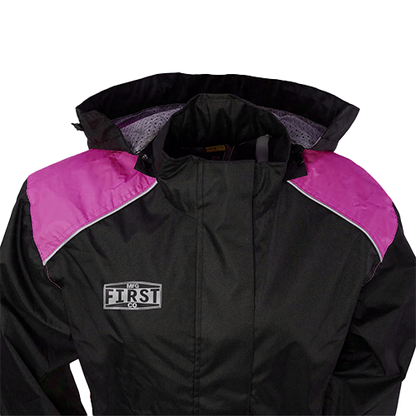Women’s Motorcycle Rain Gear – Reflective Trim & Pink Accents