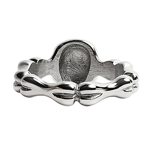 Silver skull statement ring for women featuring bone style band and polished stainless steel finish