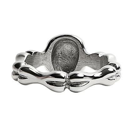 Silver skull statement ring for women featuring bone style band and polished stainless steel finish
