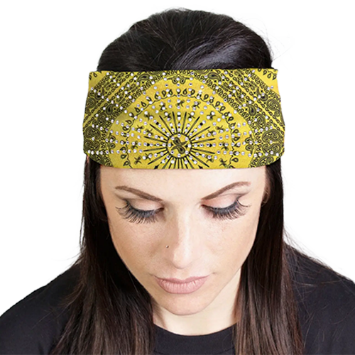 Yellow Bandana Rhinestone Crystal Headband Wrap 💛✨