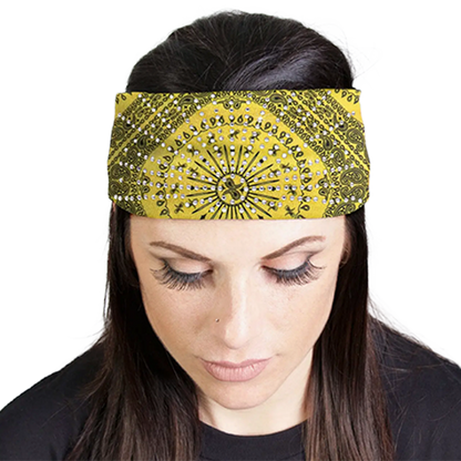 Yellow Bandana Rhinestone Crystal Headband Wrap 💛✨