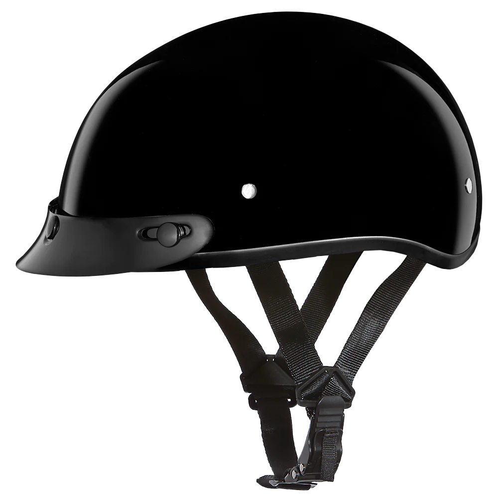 Daytona Skull Cap with Visor in Hi-Gloss Black