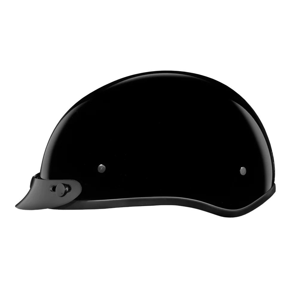 Daytona Skull Cap with Visor in Hi-Gloss Black