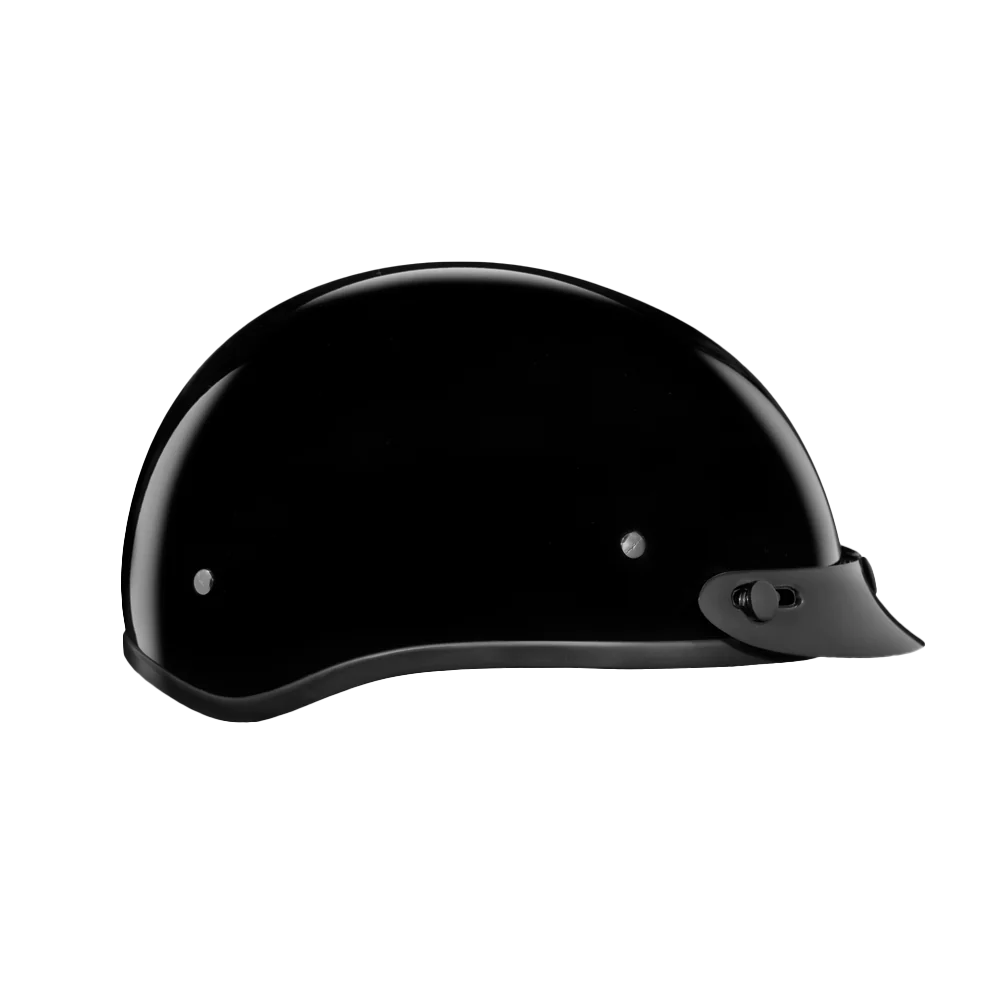 Daytona Skull Cap with Visor in Hi-Gloss Black