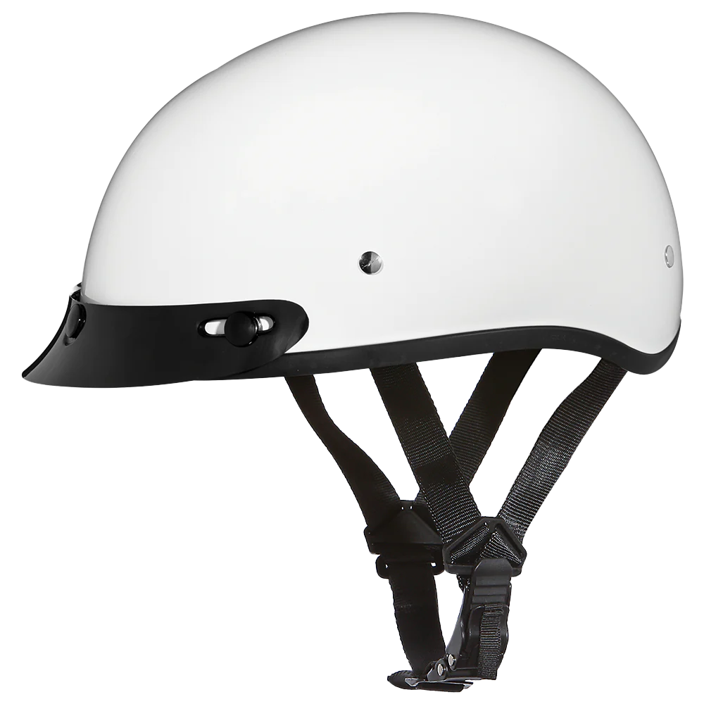 Daytona Skull Cap with Visor in Hi-Gloss White