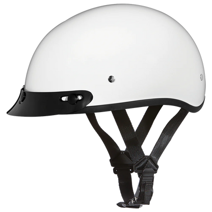 Daytona Skull Cap with Visor in Hi-Gloss White