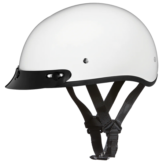 Daytona Skull Cap with Visor in Hi-Gloss White