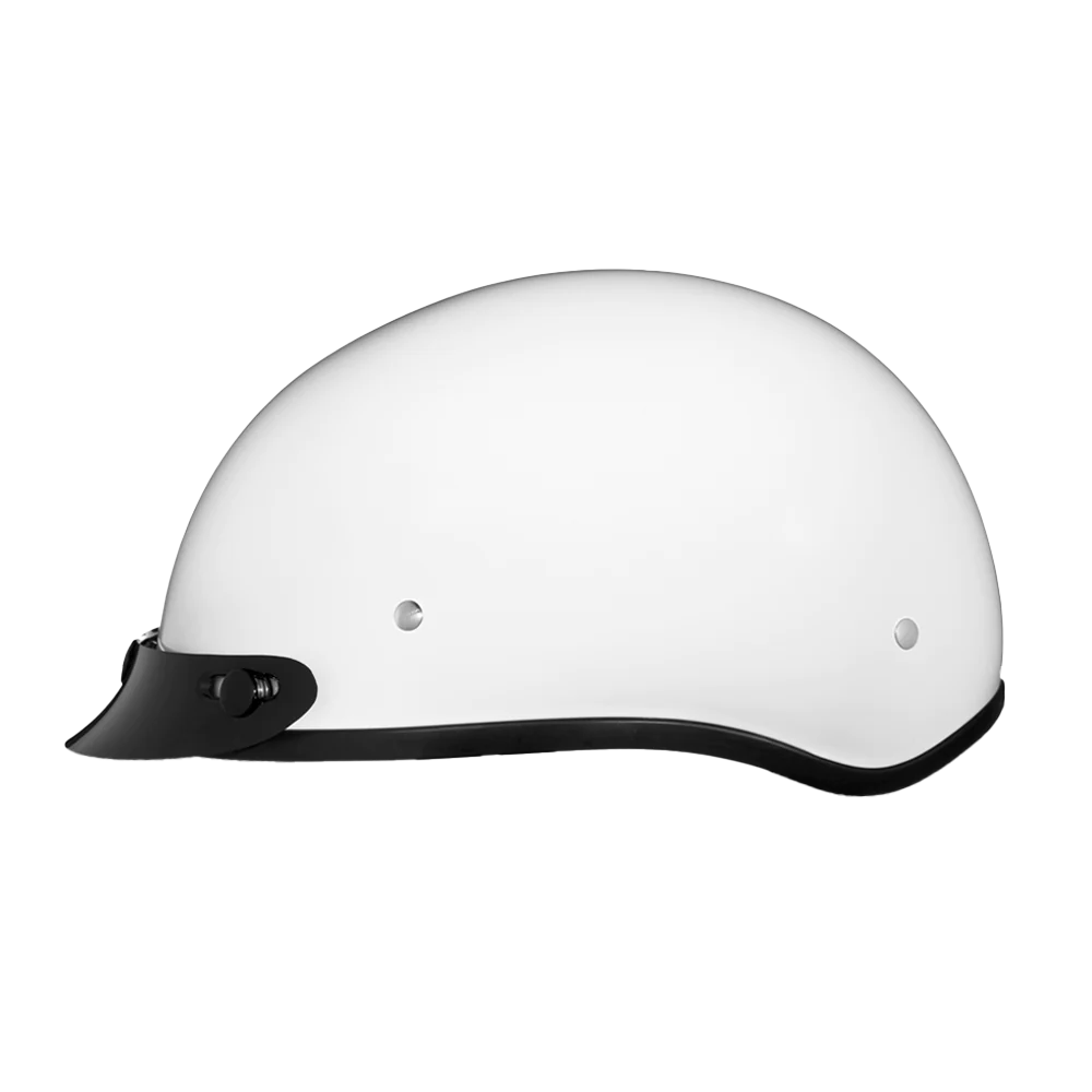 Daytona Skull Cap with Visor in Hi-Gloss White