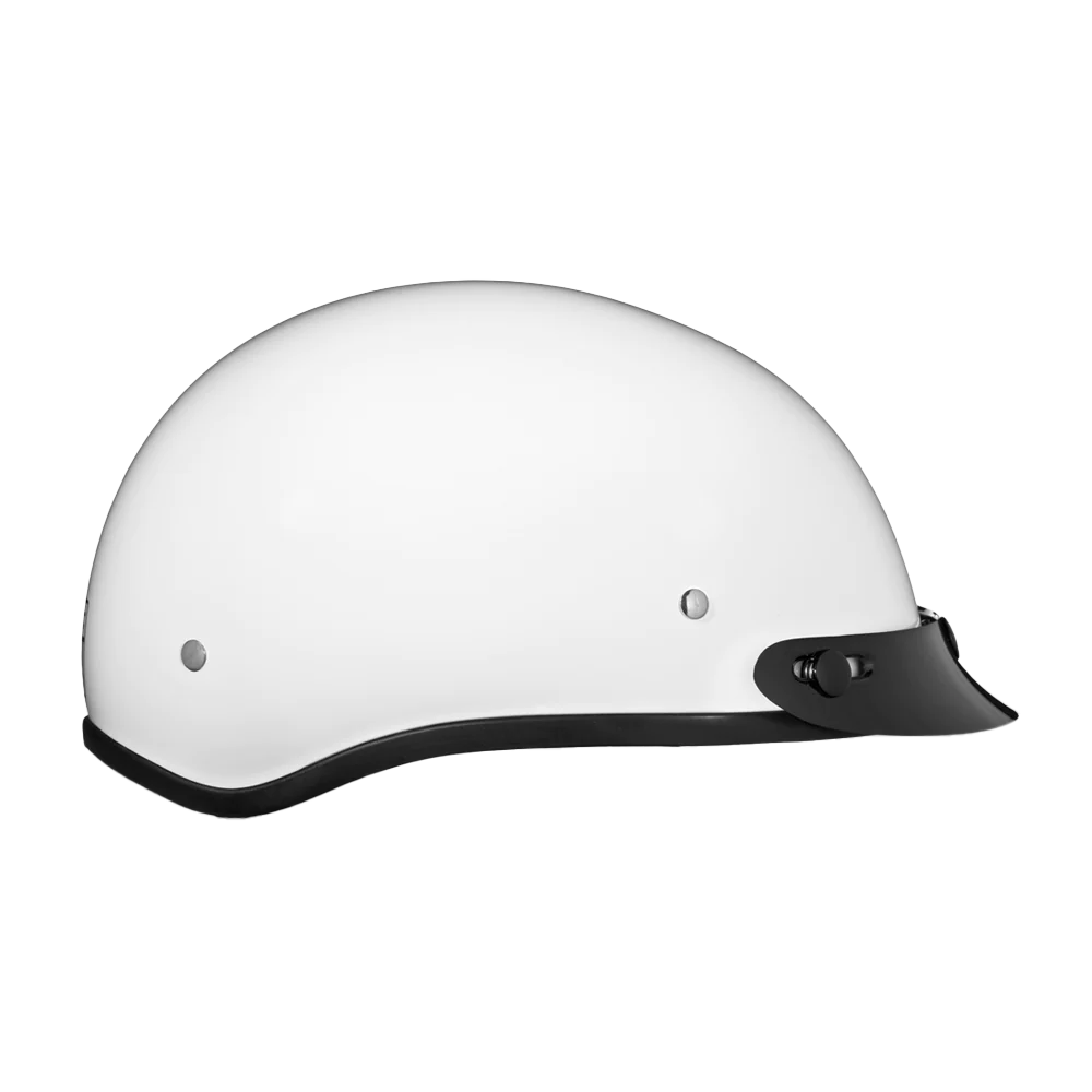 Daytona Skull Cap with Visor in Hi-Gloss White