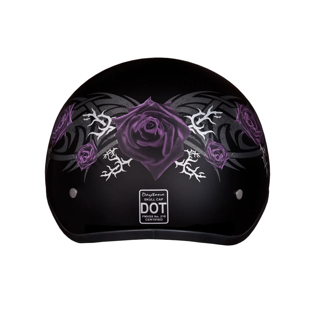 Daytona Skull Cap in Purple Roses