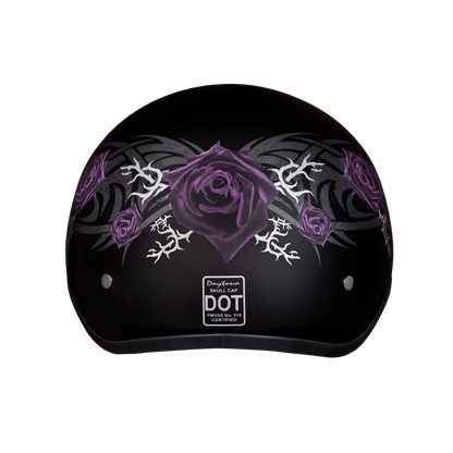 Daytona Skull Cap in Purple Roses