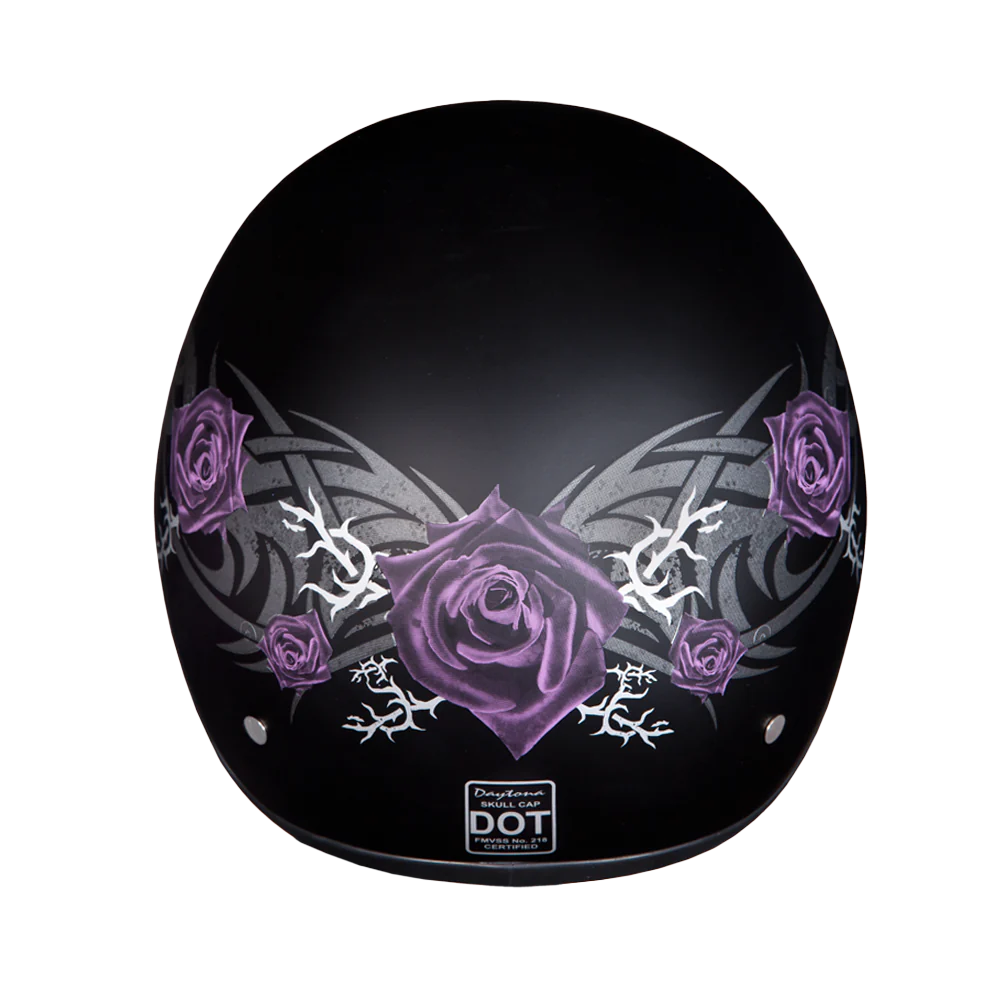 Daytona Skull Cap in Purple Roses