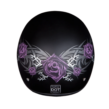 Daytona Skull Cap in Purple Roses