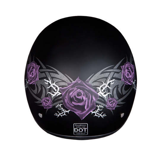 Daytona Skull Cap in Purple Roses