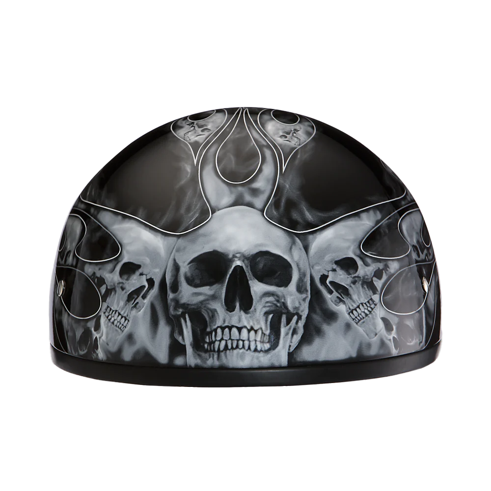 Daytona Skull Cap with Skull Flames Silver