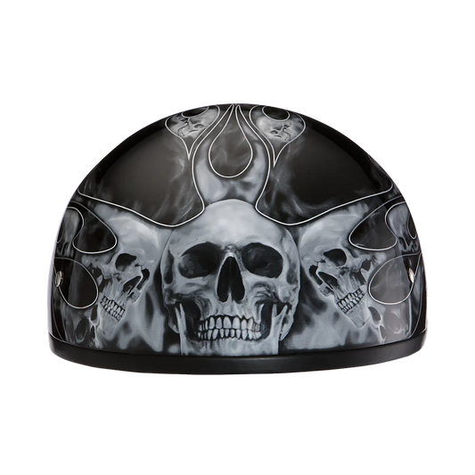 Daytona Skull Cap with Skull Flames Silver