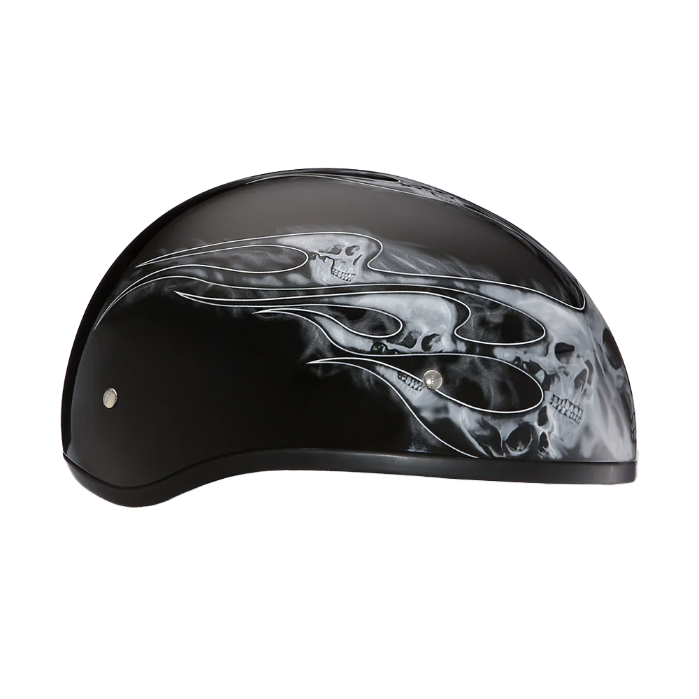 Daytona Skull Cap with Skull Flames Silver