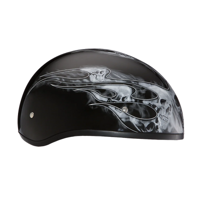 Daytona Skull Cap with Skull Flames Silver