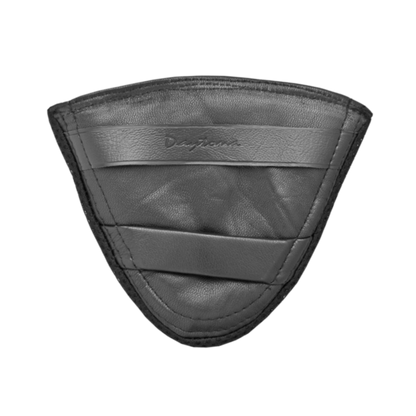 Black leather ear warmers designed to fit Daytona Skull Cap Helmets.