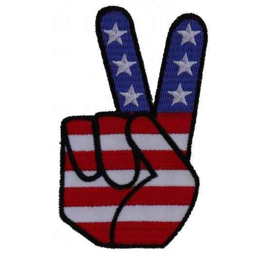 Peace Hand Sign with American Flag Patch