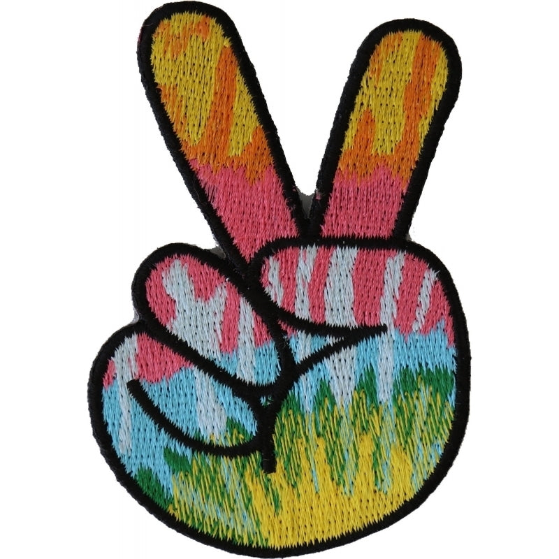 Colorful Peace Fingers Hand Sign Patch