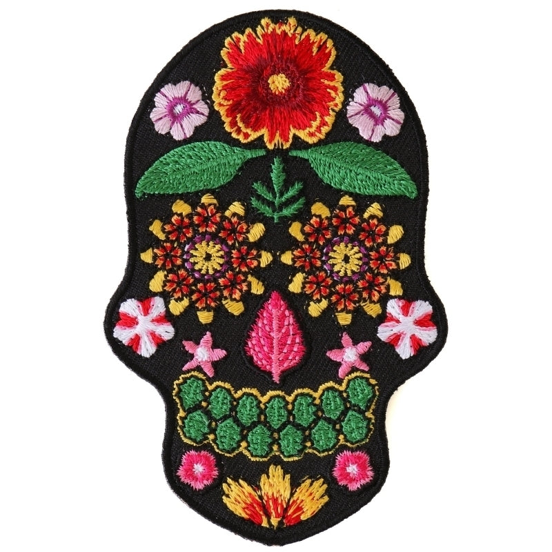 Flower Skull Black Patch