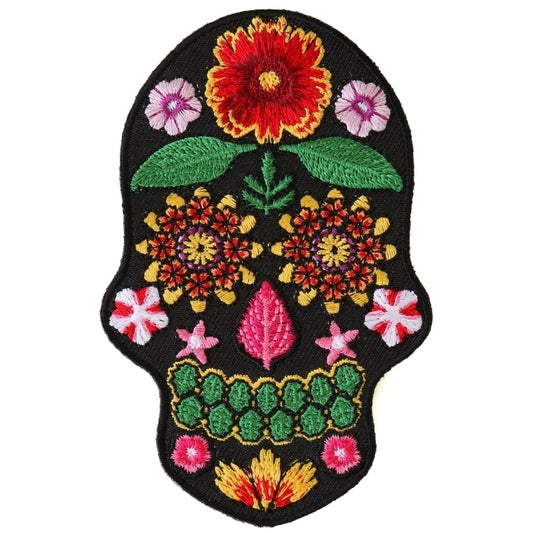 Flower Skull Black Patch