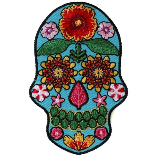 Flower Skull Blue Patch