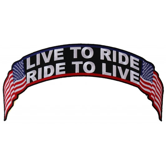 Live To Ride Ride To Live US Flag Back Patch